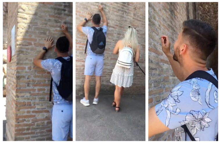Turista escreve mensagem romântica no Coliseu de Roma e pode pegar 5 anos de prisão, além de pagar multa de R$79 mil