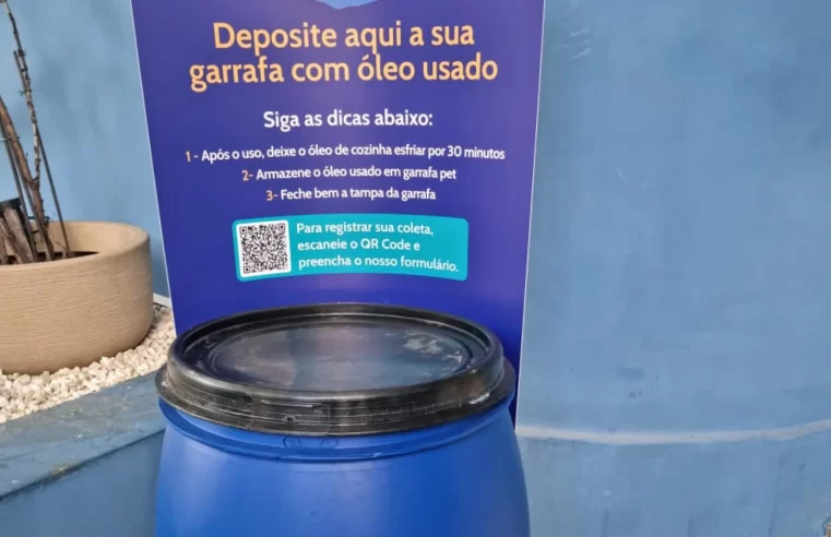 Projeto de ‘De Olho no Óleo’ instala pontos de coleta para descarte de óleo