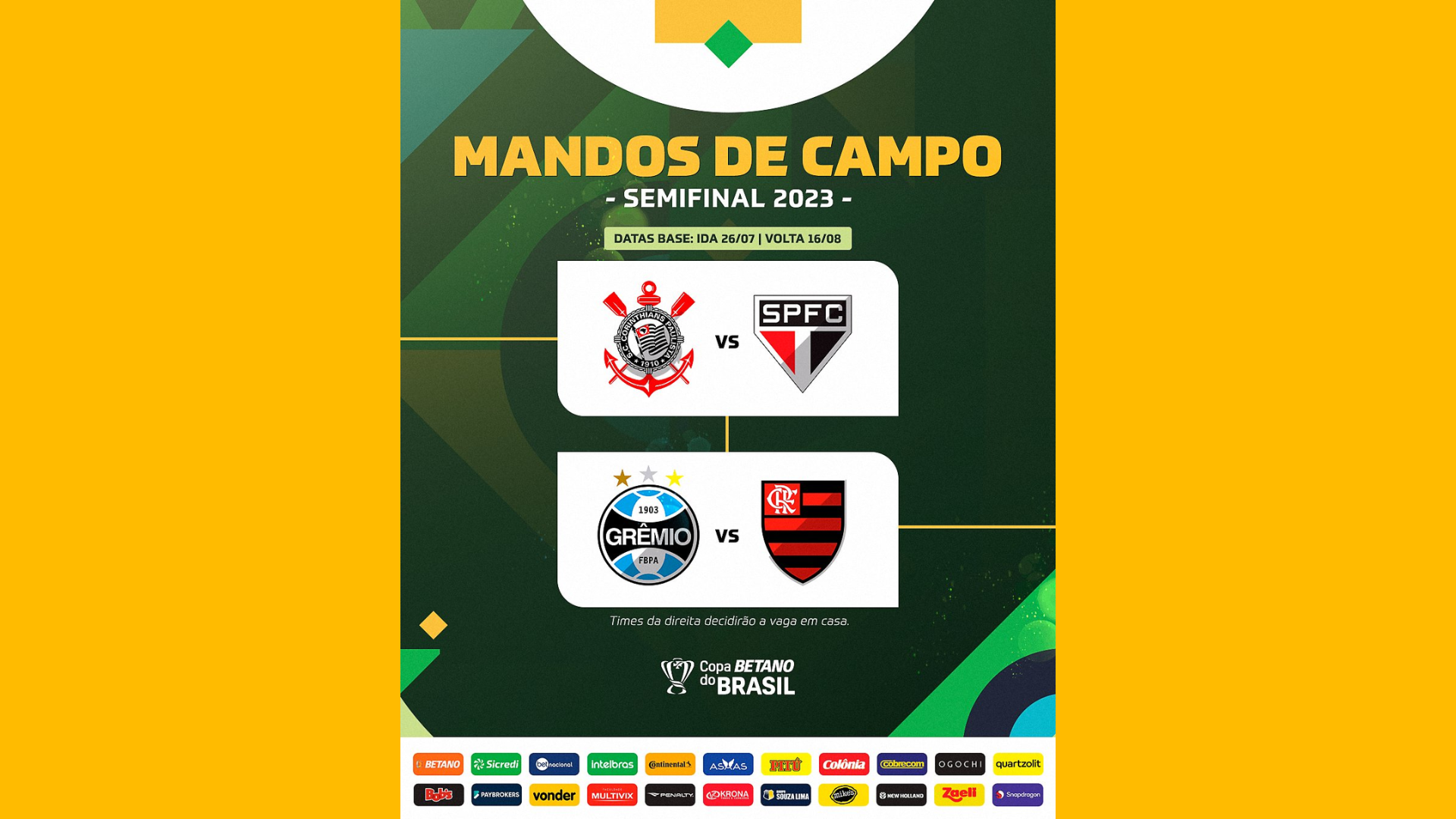 #CopadoBrasil: mandantes são definidos para as semifinais e Flamengo decide contra o Grêmio em casa