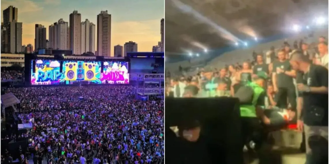 Rampa desaba e deixa mais de 10 feridos em show de rap, em Goiânia