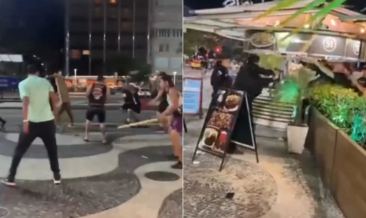 Torcedores do Flamengo e Olimpia brigam no calçadão de Copacabana