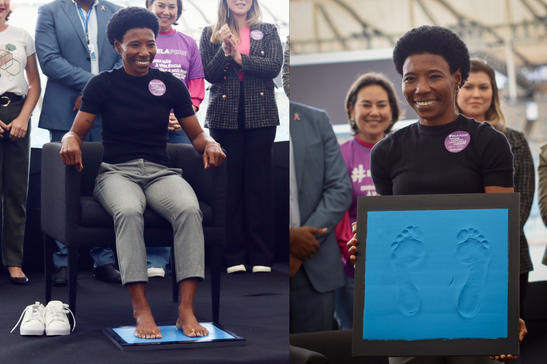 Pretinha, ídola do futebol feminino, é eternizada na Calçada da Fama do Maracanã