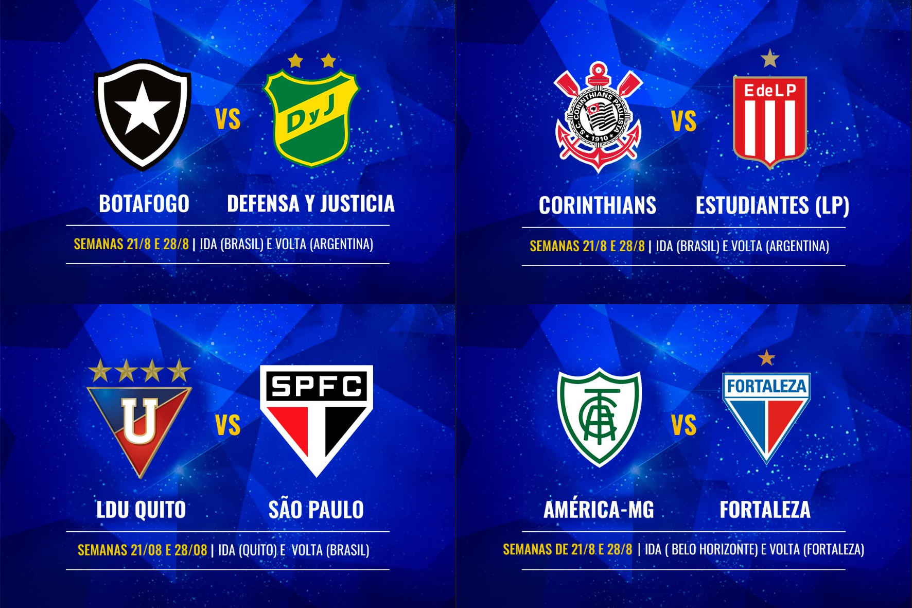 #Sulamericana: cinco clubes representarão o Brasil nas quartas de final