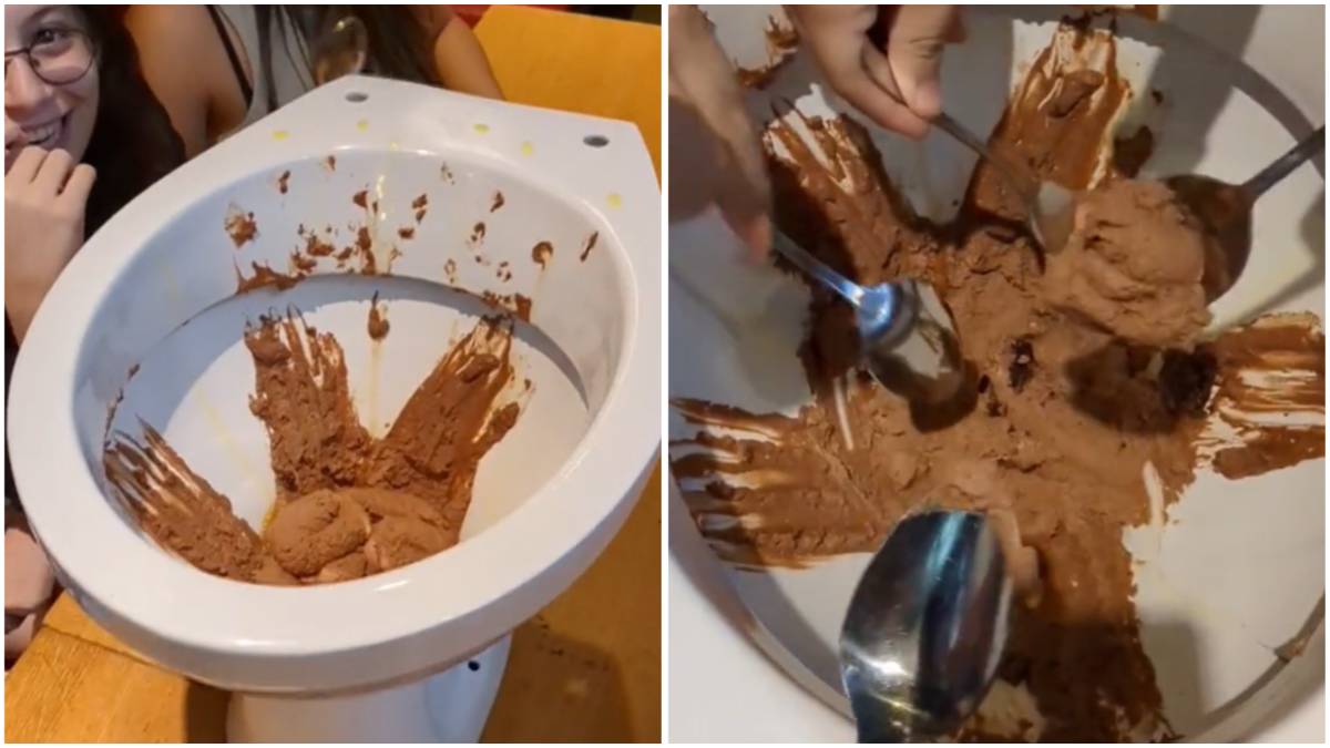 Restaurante serve sorvete de chocolate em vaso sanitário para simular fezes