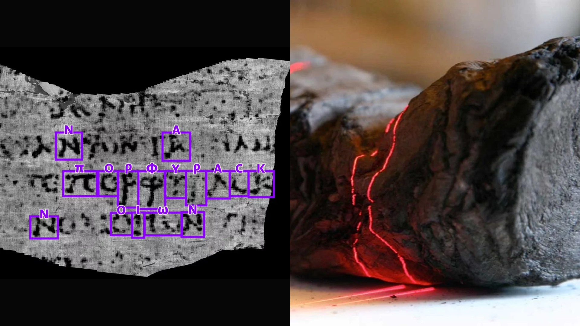 Inteligência Artificial decifra pergaminho carbonizado por vulcão há 2 mil anos