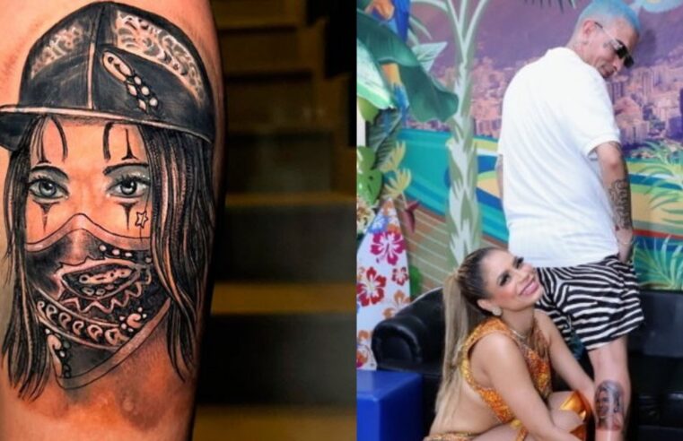 Mc Guimê cobre tatuagem com o rosto da ex-mulher Lexa na panturrilha