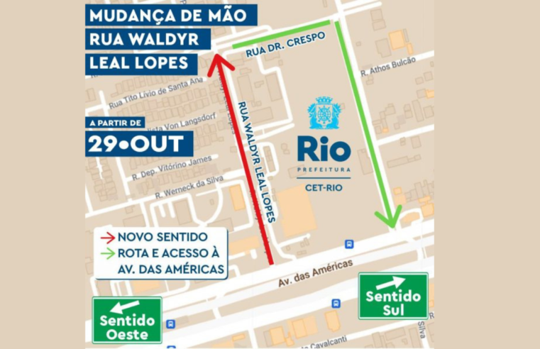 CET-Rio anuncia mão única na Rua Waldyr Leal, no Recreio