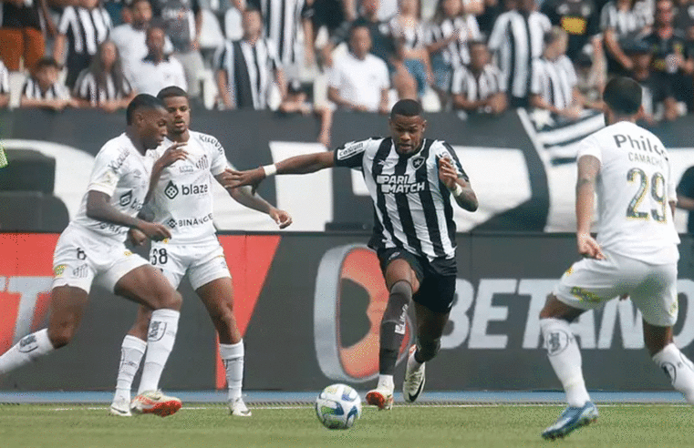 #Brasileirão: Botafogo empata com Santos por 1 a 1 e perde chance de voltar a liderança do campeonato