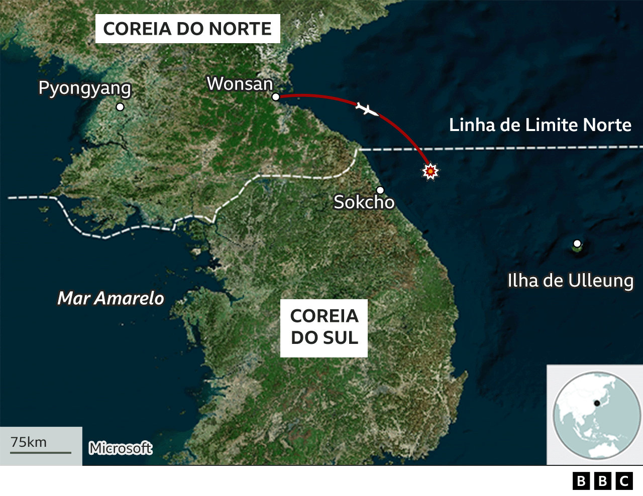 Coreia do Sul pede que população se afaste de região costeira após disparos da Coreia do Norte