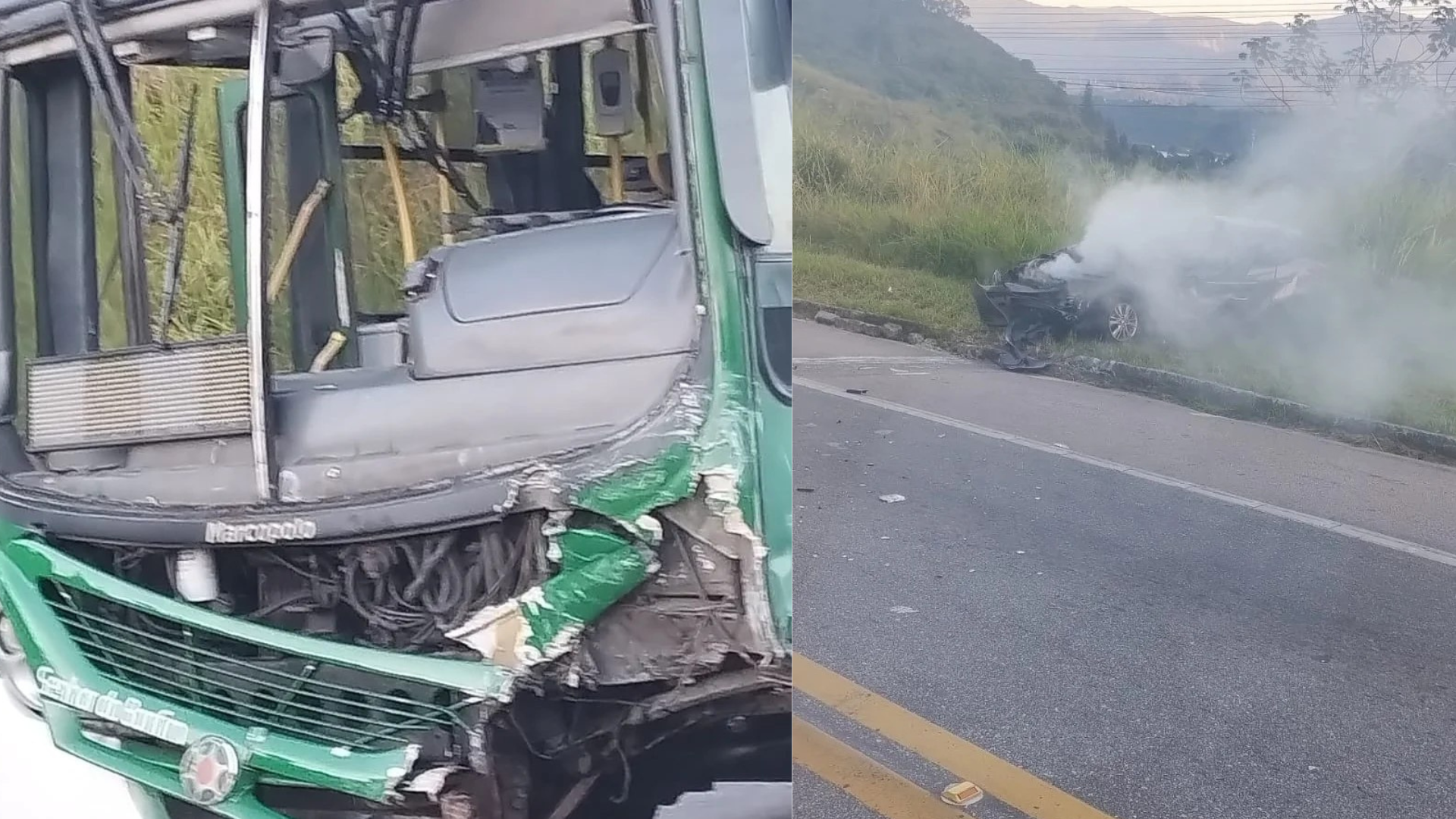 Acidente entre carro e ônibus na Rio-Santos deixa três feridos nesta quarta (24)