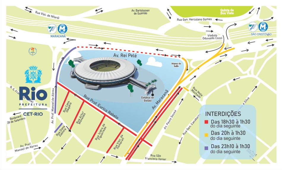 CET-RIO monta esquema de trânsito para jogo do Flamengo no Maracanã