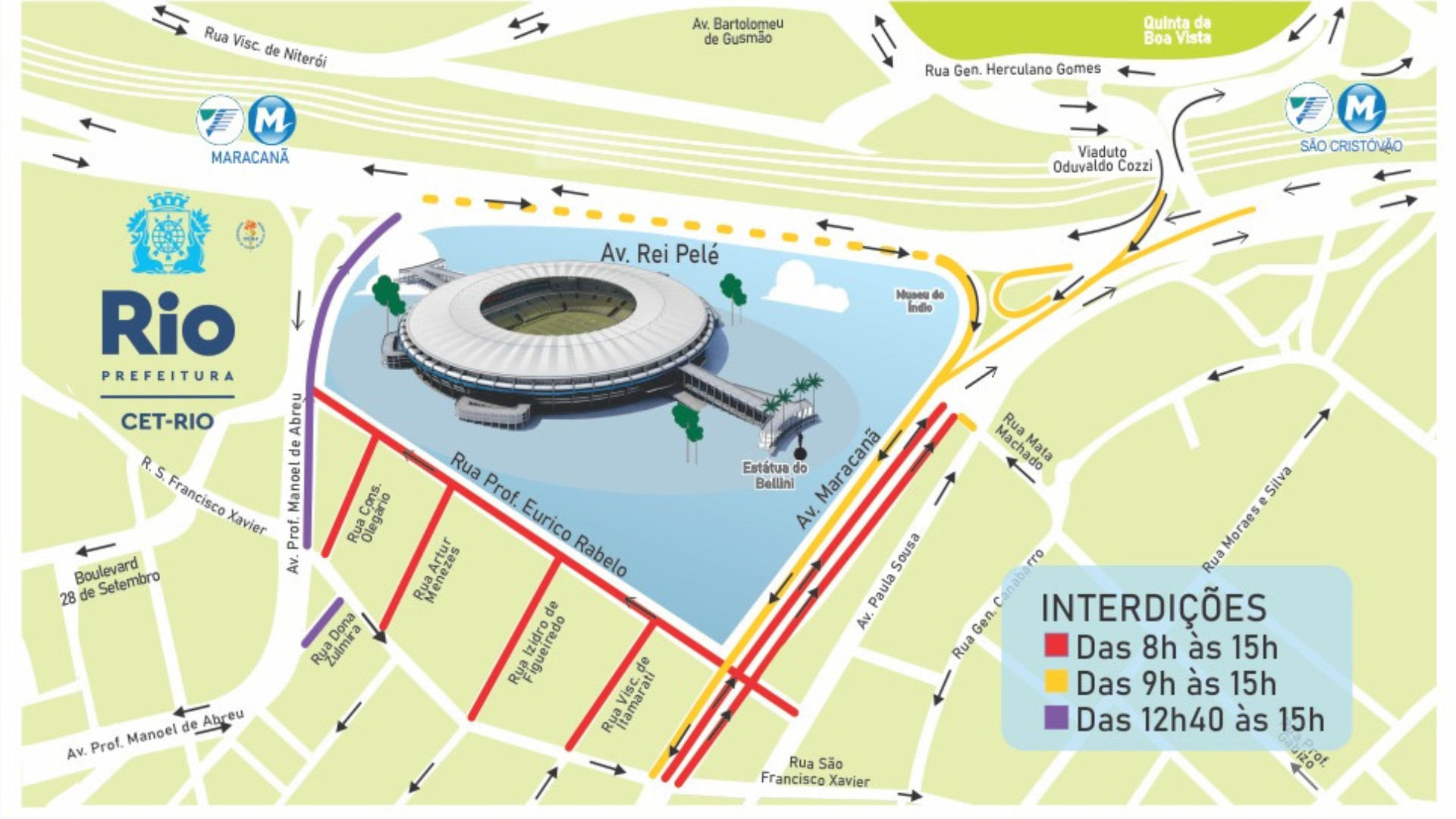 CET-Rio monta esquema de trânsito para confronto entre Flamengo x Botafogo