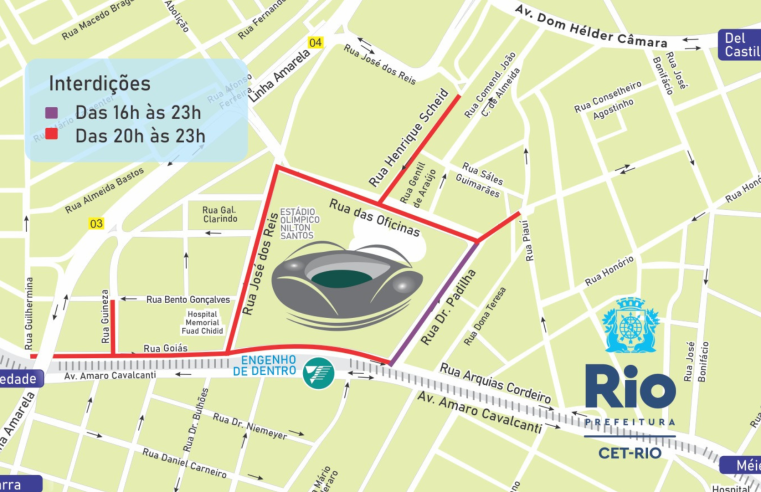 CET-Rio organiza esquema de trânsito para jogo do Botafogo no Estádio Nilton Santos