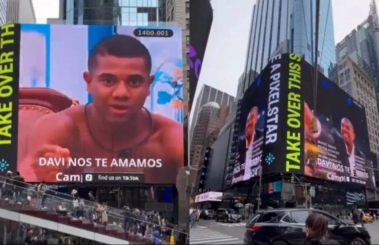 Vídeo de Davi Brito, Campeão do BBB 24, é exibido na Times Square e viraliza nas redes