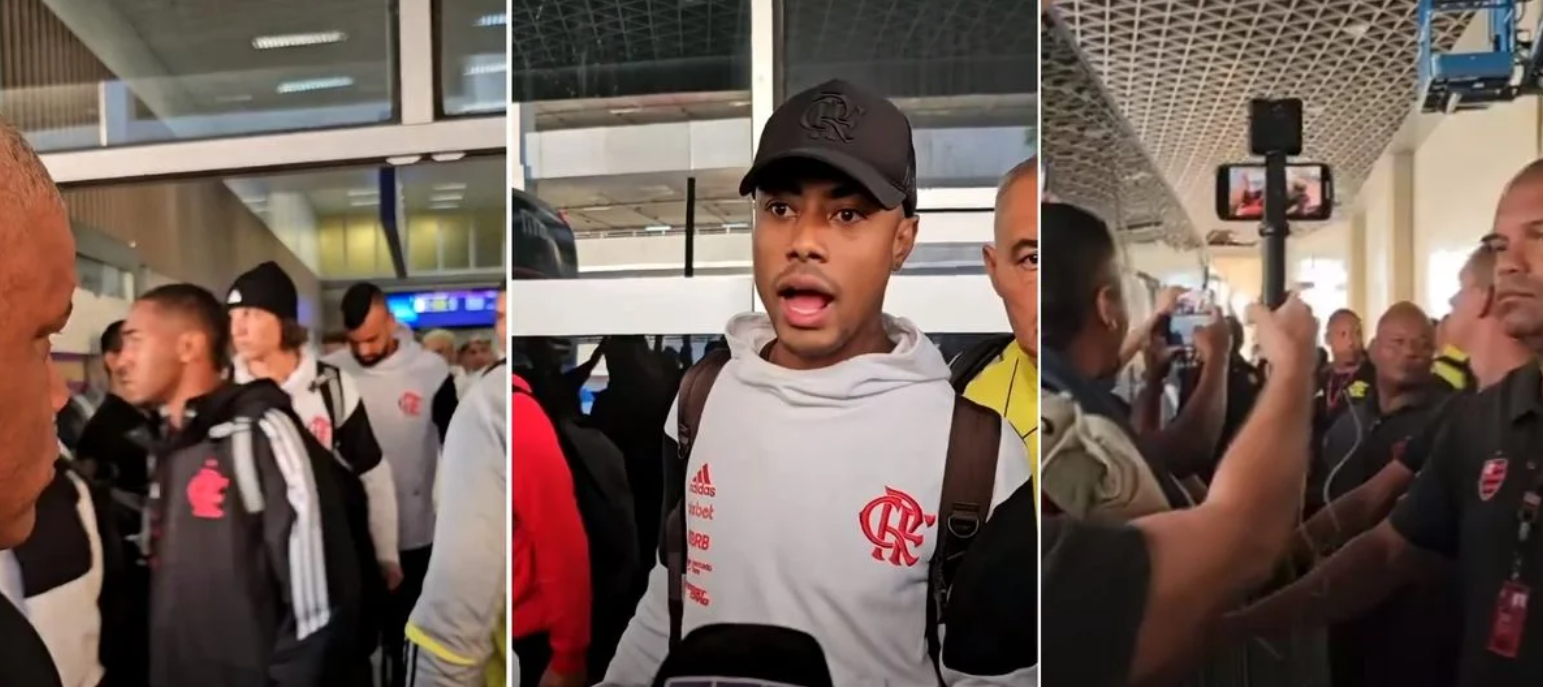 Vídeo: delegação do Flamengo desembarca no Galeão sob protestos da torcida