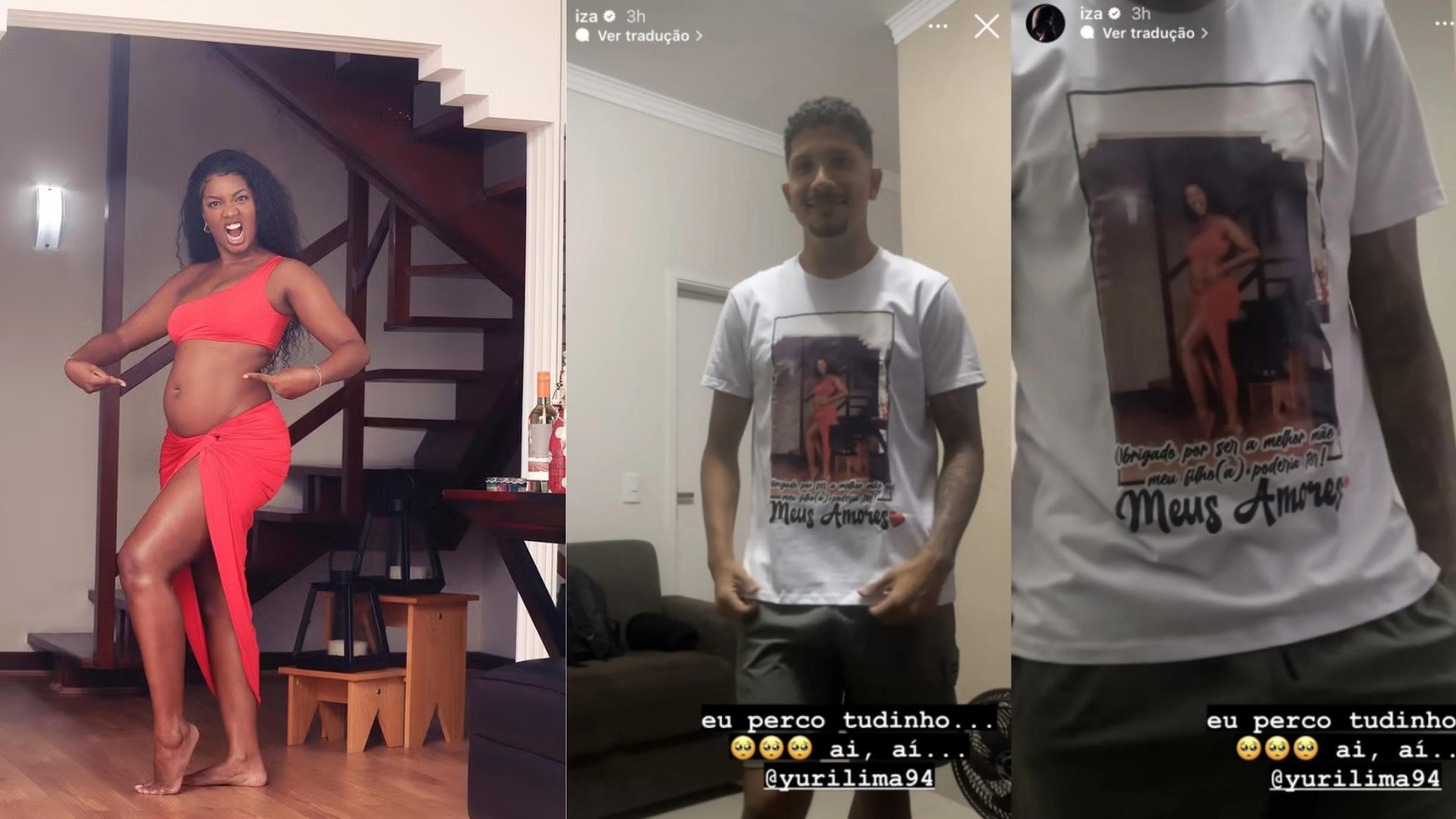 Yuri Lima veste camisa em homenagem à Iza e cantora compartilha momento com seguidores