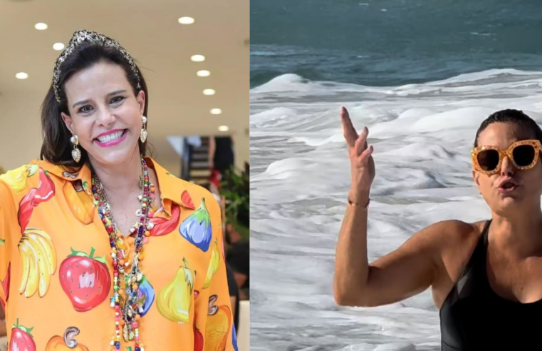 Narcisa Tamborindeguy irrita internautas ao fazer pedido de doações para o RS em mergulho no mar de Copacabana