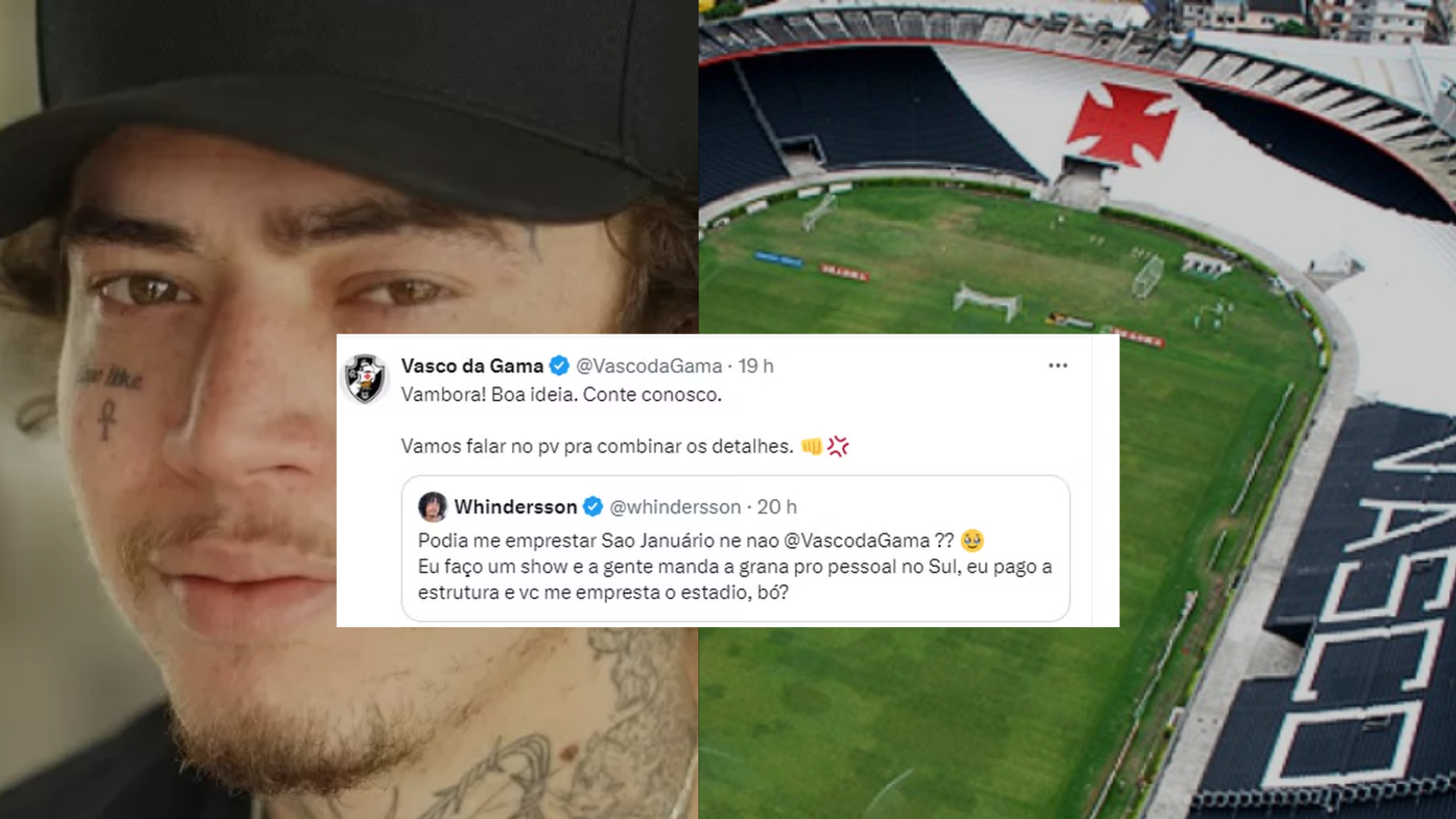 Vasco cede São Januário para Whindersson fazer show que visa arrecadar fundos para vítimas do RS