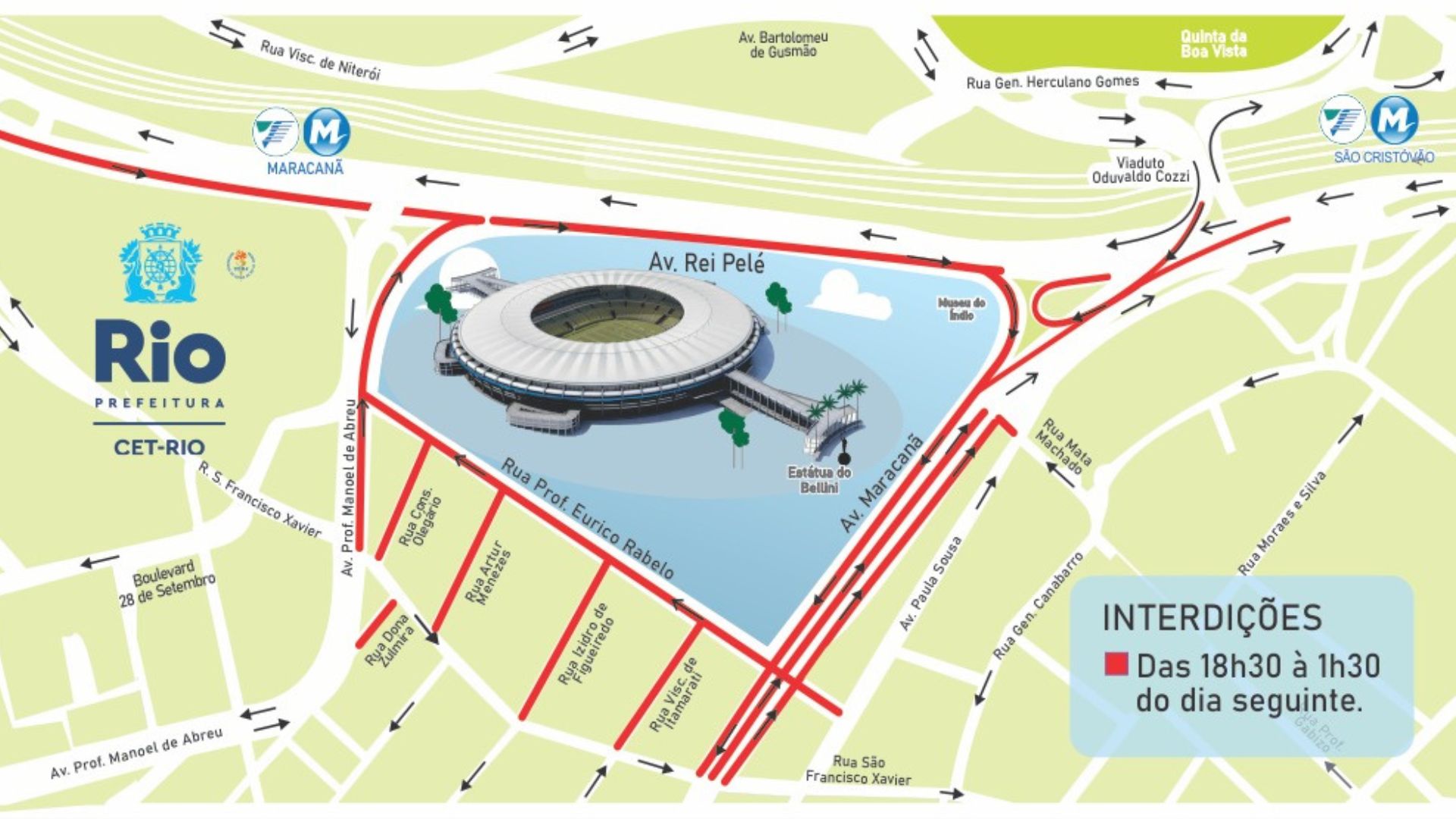 CET-RIO monta esquema de trânsito para confronto entre Flamengo e Bolívar no Maracanã