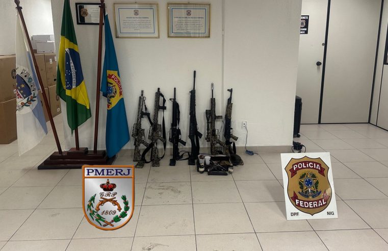 Ação conjunta da PF com a PM termina com seis pessoas presas e seis fuzis apreendidos na Baixada Fluminense