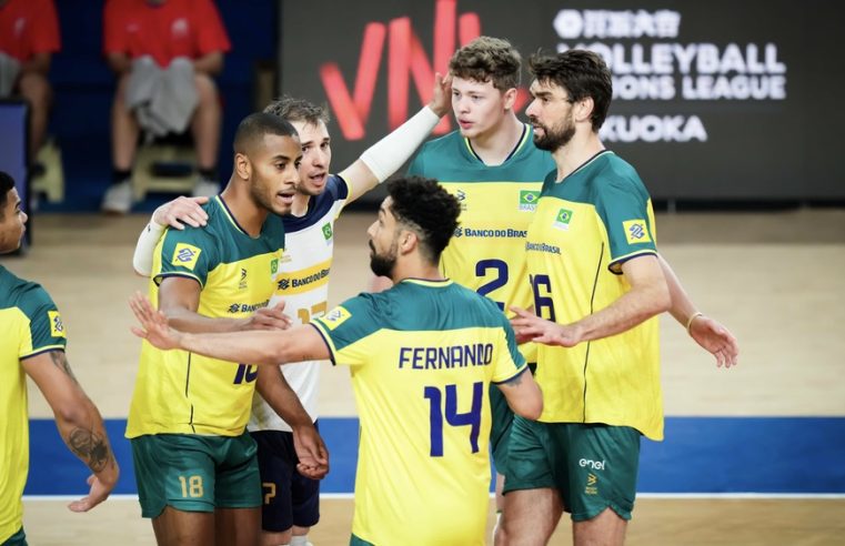 Sem Bruninho e com grande atuação de Lukas Bergmann, Brasil vence Alemanha por 3 sets a 0 na Liga das Nações