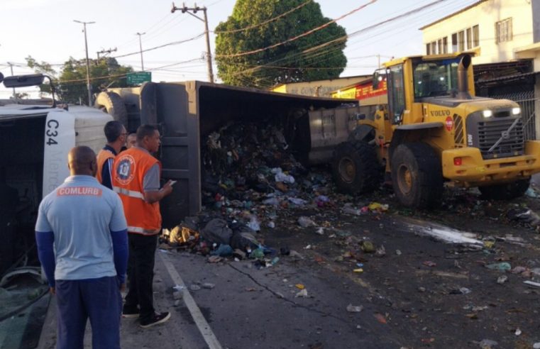 Caminhão tomba em Santa Cruz e afeta circulação do BRT na Zona Oeste