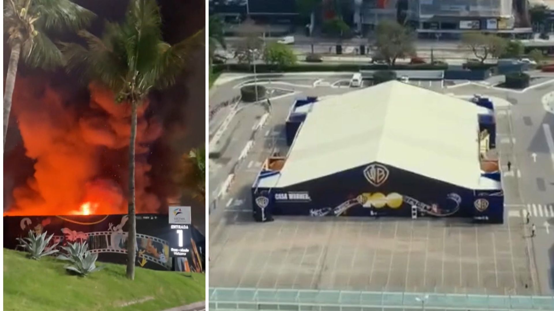 Exposição da Warner Bros é destruída por incêndio no estacionamento do Shopping Nova América