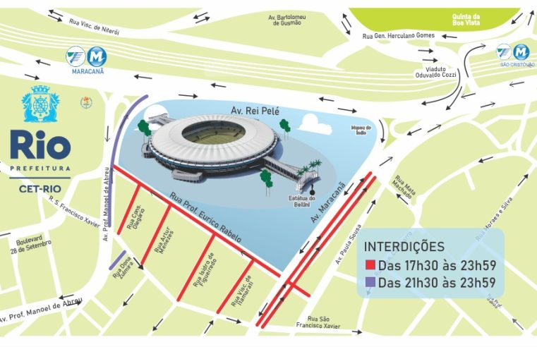 CET-Rio monta esquema de trânsito para Fluminense x Internacional no Maracanã pelo Campeonato Brasileiro nesta quinta-feira (04/)
