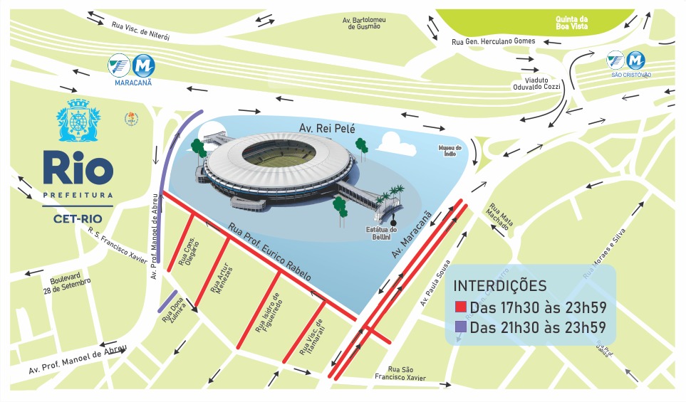 CET-Rio monta esquema de trânsito para Fluminense x Internacional no Maracanã pelo Campeonato Brasileiro nesta quinta-feira (04/)