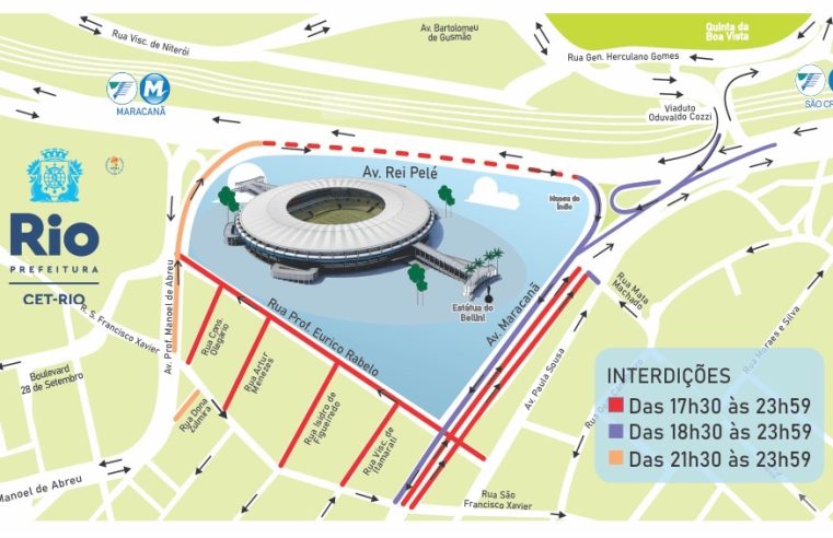 CET-Rio monta esquema de trânsito para Flamengo X Cuiabá neste sábado (06) no Maracanã