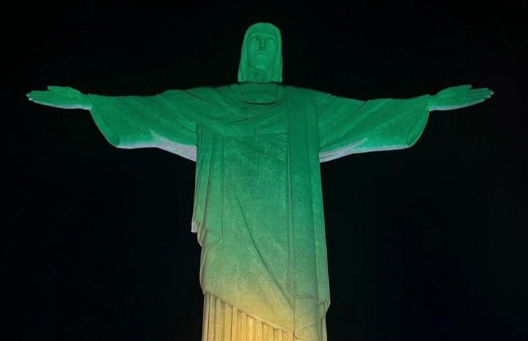 Santuário Cristo Redentor celebra 30 anos do tetracampeonato da Seleção Brasileira com iluminação especial em verde e amarelo