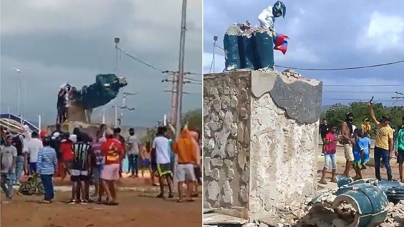 Venezuela: Manifestantes derrubam estátua de Chávez em protesto contra vitória de Maduro