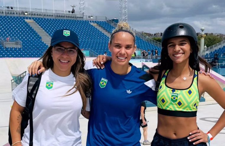 Brasileiras fazem primeiro treino de skate na pista das Olimpíadas de Paris