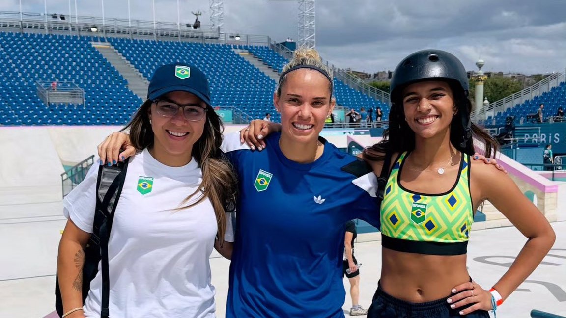 Brasileiras fazem primeiro treino de skate na pista das Olimpíadas de Paris