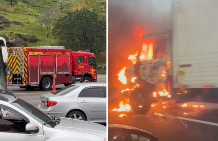 Caminhão pega fogo em túnel da Linha Amarela na manhã desta segunda (26)