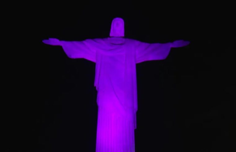 Cristo Redentor será iluminado de lilás em combate à violência contra a mulher nesta quarta (21)