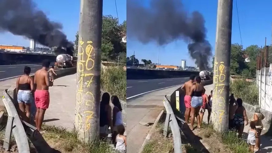 Incêndio provocado por combustível de caminhão afeta trânsito na BR-040