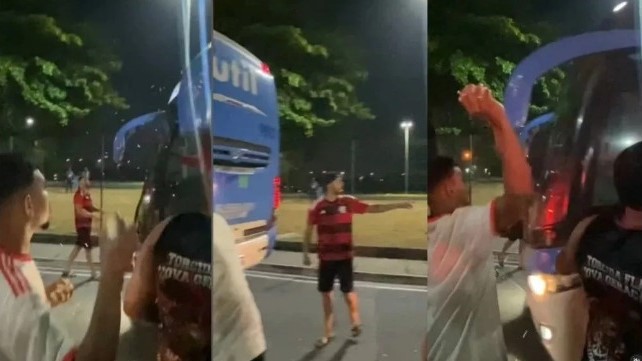 Torcida do Flamengo protesta contra vitória de Peñarol com rojões em aeroporto do Rio