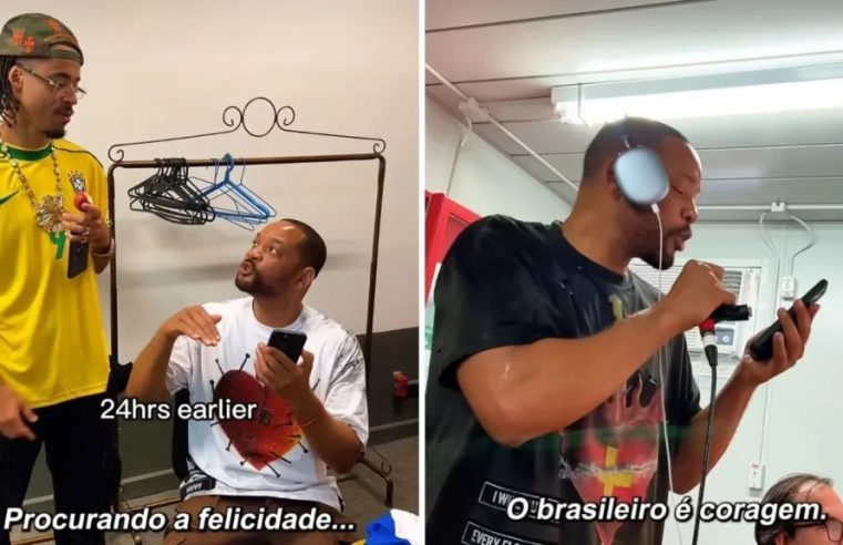 Will Smith divulga vídeo mostrando bastidores de performance em português no Rock in Rio ao lado de L7nnon: ‘Já posso receber meu CPF?’