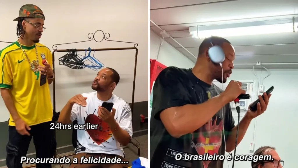 Will Smith divulga vídeo mostrando bastidores de performance em português no Rock in Rio ao lado de L7nnon: ‘Já posso receber meu CPF?’