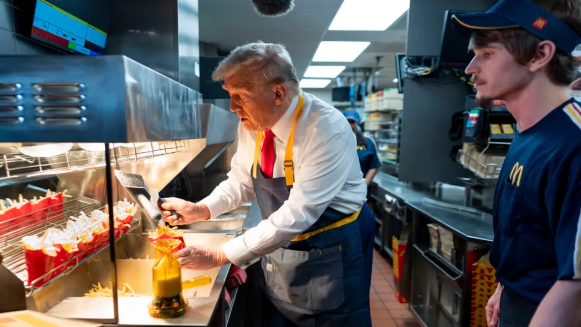 EUA: Em reta final de campanha, Trump visita McDonald’s na Pensilvânia e vira atendente por um dia