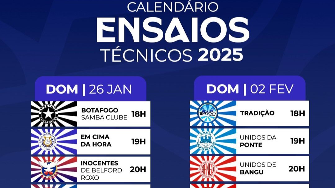 LigaRJ: ensaios técnicos da Série Ouro para Carnaval de 2025 acontecerão aos domingos na Sapucaí