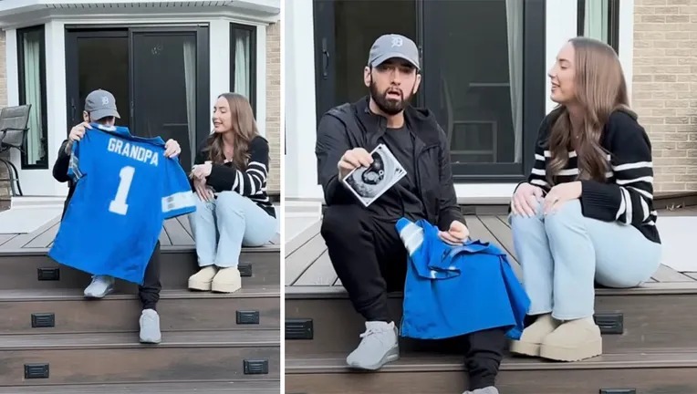 Eminem revela em novo videoclipe que será avô; filha presenteou pai com camisa do Detroit Lions escrito ‘Vovô’