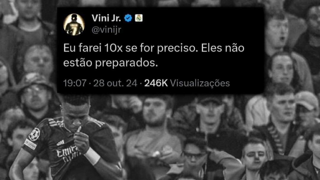 Vini Jr. se pronuncia nas redes sociais após perder Bola de Ouro: ‘Eu farei 10x se for preciso’