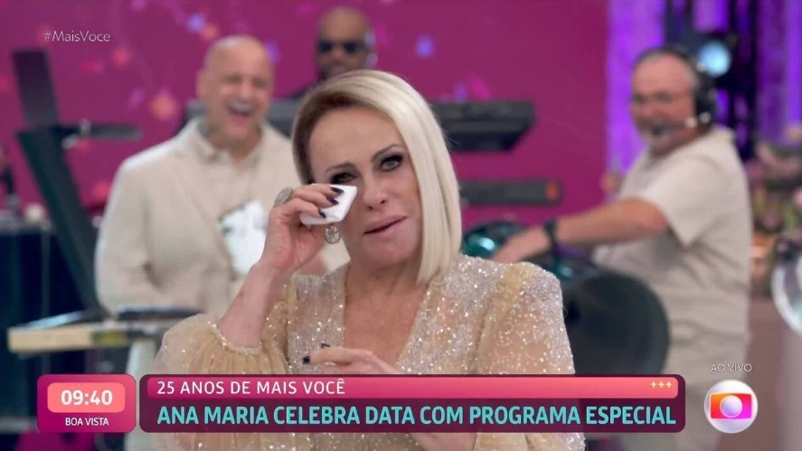 Ana Maria Braga se emociona com homenagem de Louro José em celebração aos 25 anos do ‘Mais Você’