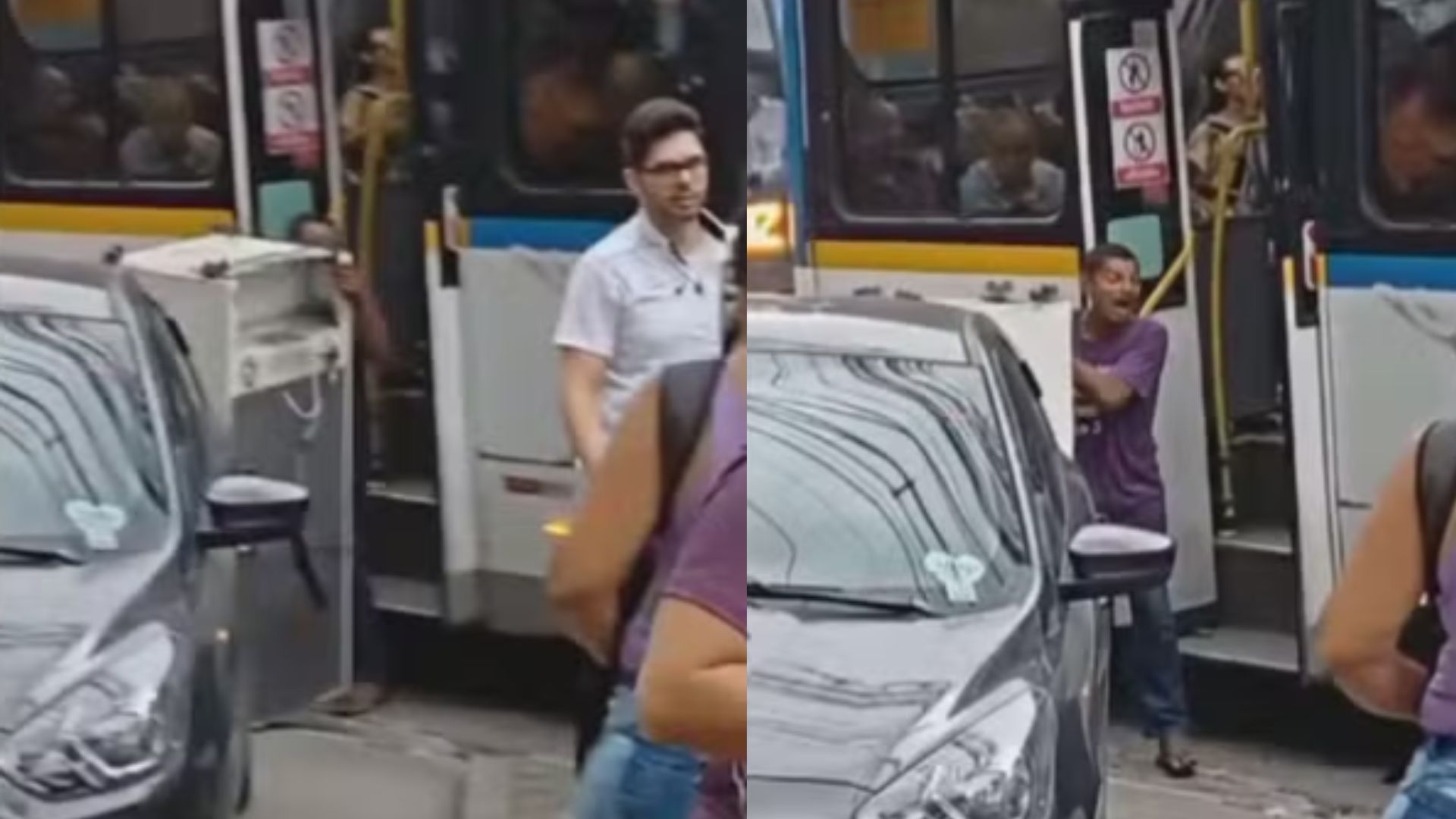 Passageiro tenta embarcar com geladeira em ônibus lotado na Zona Oeste, é impedido e xinga motorista