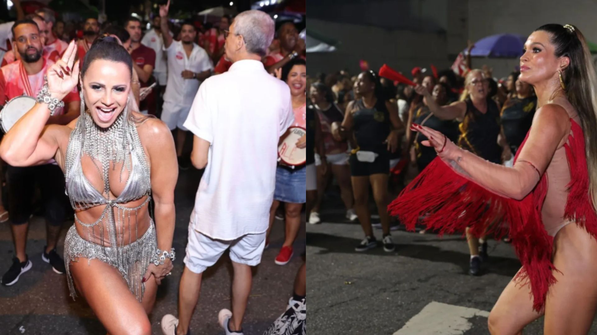 Viviane Araújo e Flávia Alessandra brilham em ensaio de rua do Salgueiro para Carnaval 2025