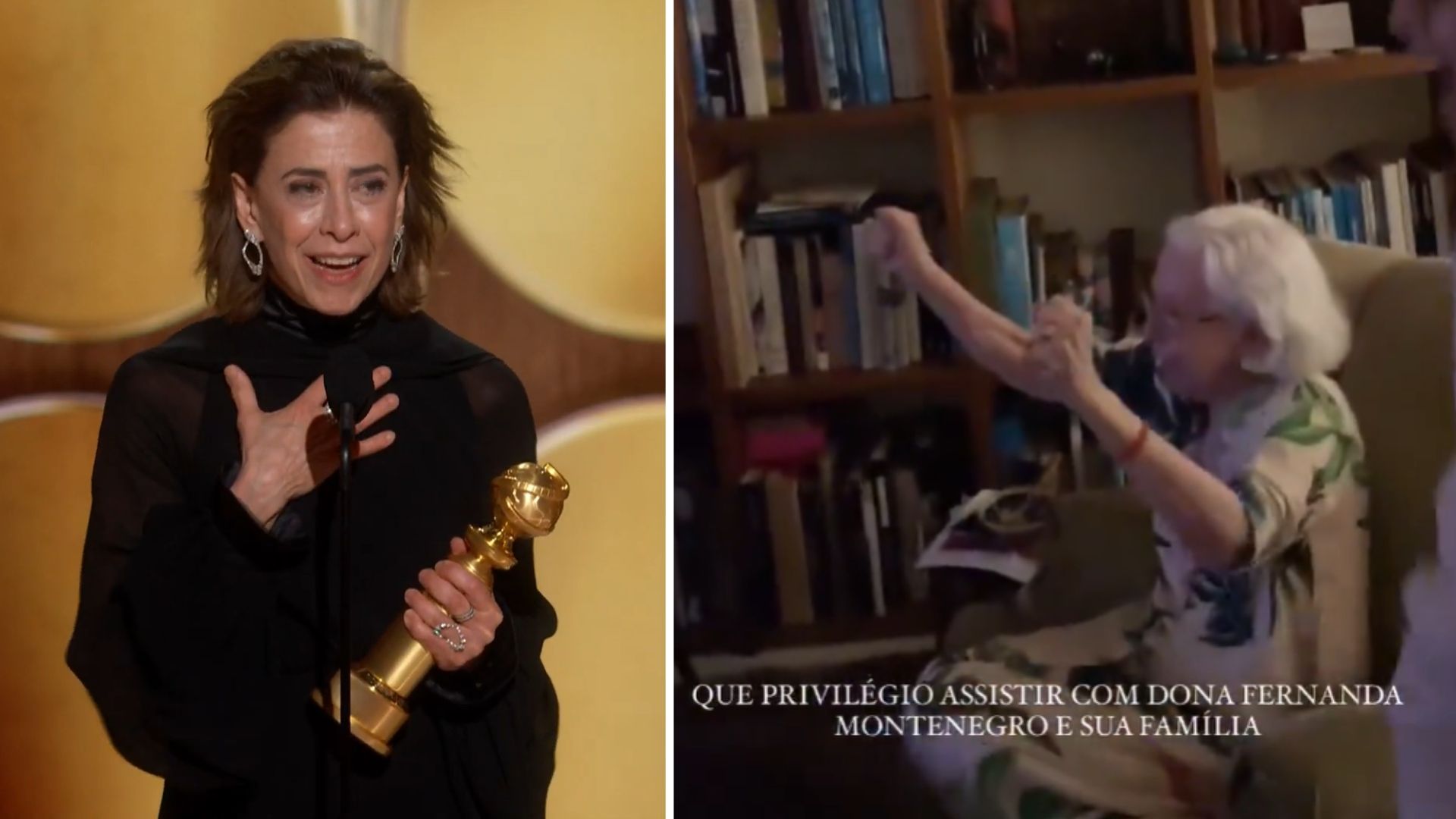 Fernanda Montenegro vibra com vitória de filha no Globo de Ouro 2025