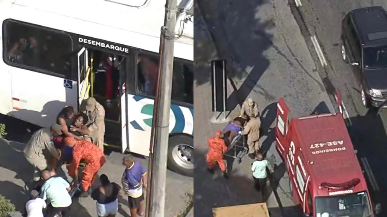 Passageira desmaia em ônibus lotado na Avenida Brasil e é socorrida pelos Bombeiros