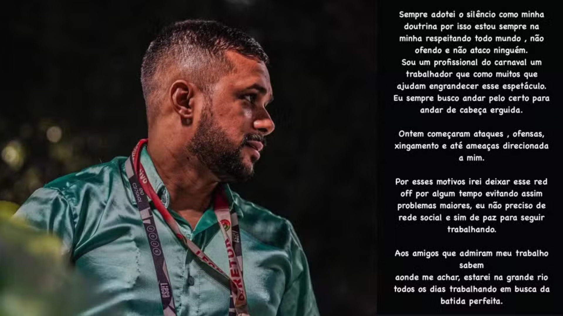 Reação à nova rainha gera ataques e afastamento de Mestre de Bateria da Grande Rio das redes: ‘Evitando problemas maiores’